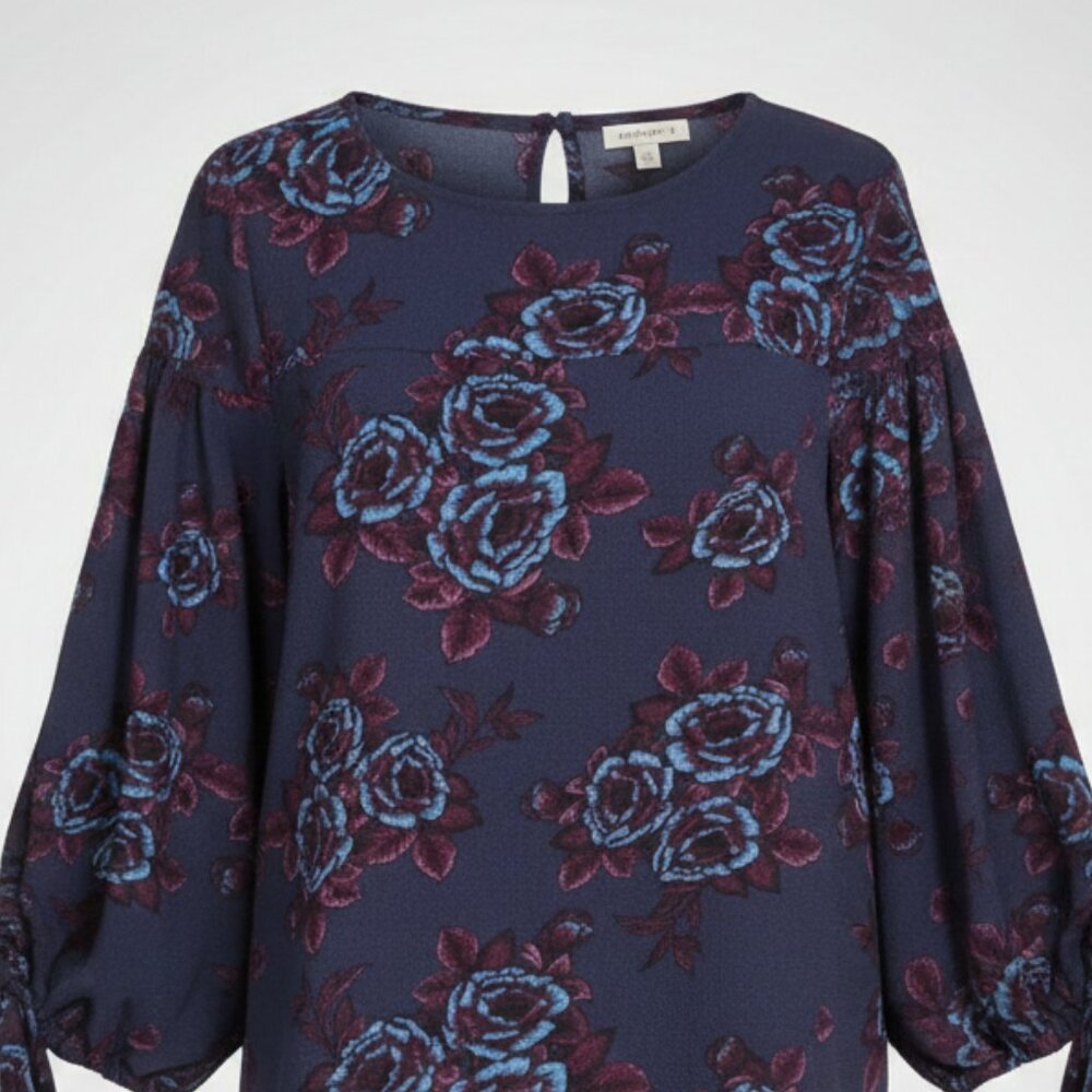 Cousin Earl Floral Blouson Tie-Sleeve Blouse Women's Size XS